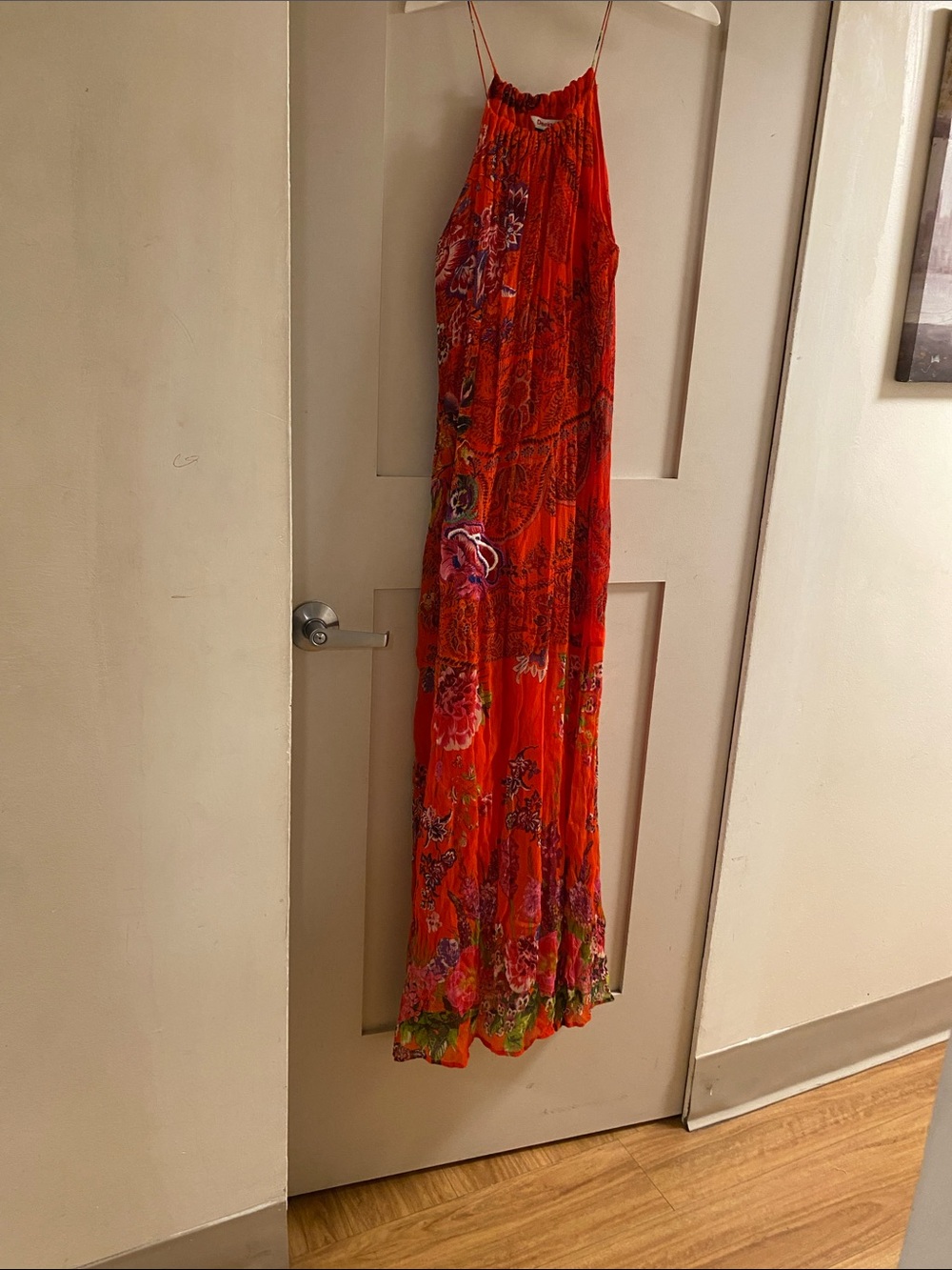 Desigual Orange Floral Embroidered Maxi Dress